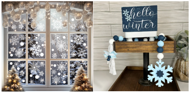 ARTCOOL Snowflake Window Stickers and Garlands